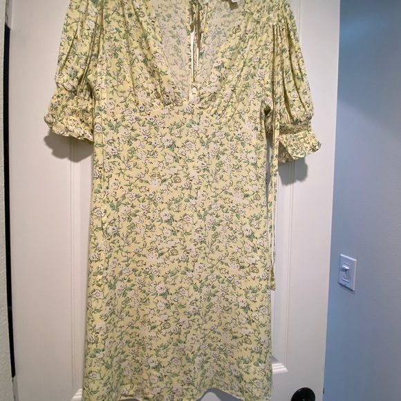 Topshop Women’s Floral Yellow Green Mini Summer Dress New size 4 pretty! - Picture 7 of 13